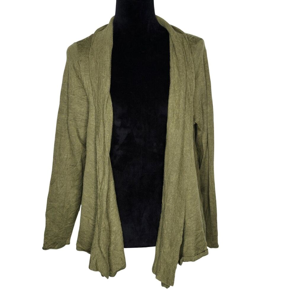 Lane Bryant 22/24 Olive Green Merino Wool Open Front Cardigan Sweater Plus Size